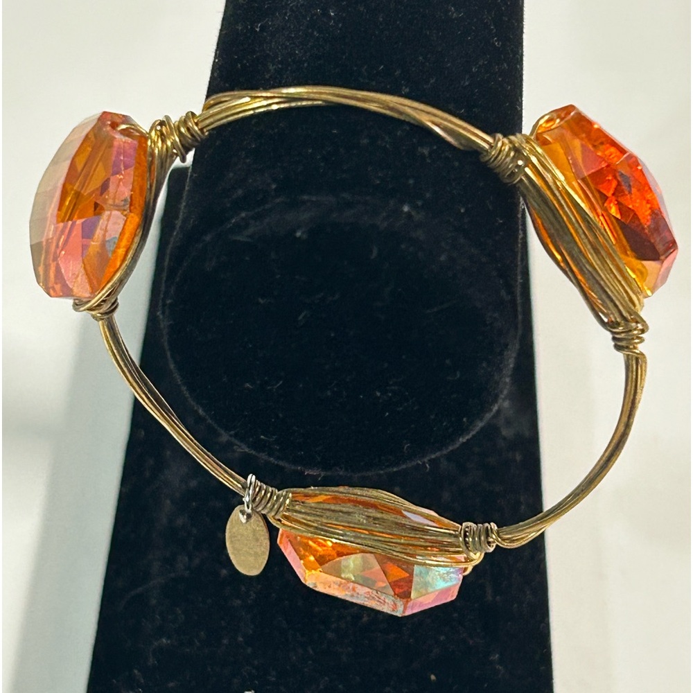 Stone and Wire Bangle Bracelet